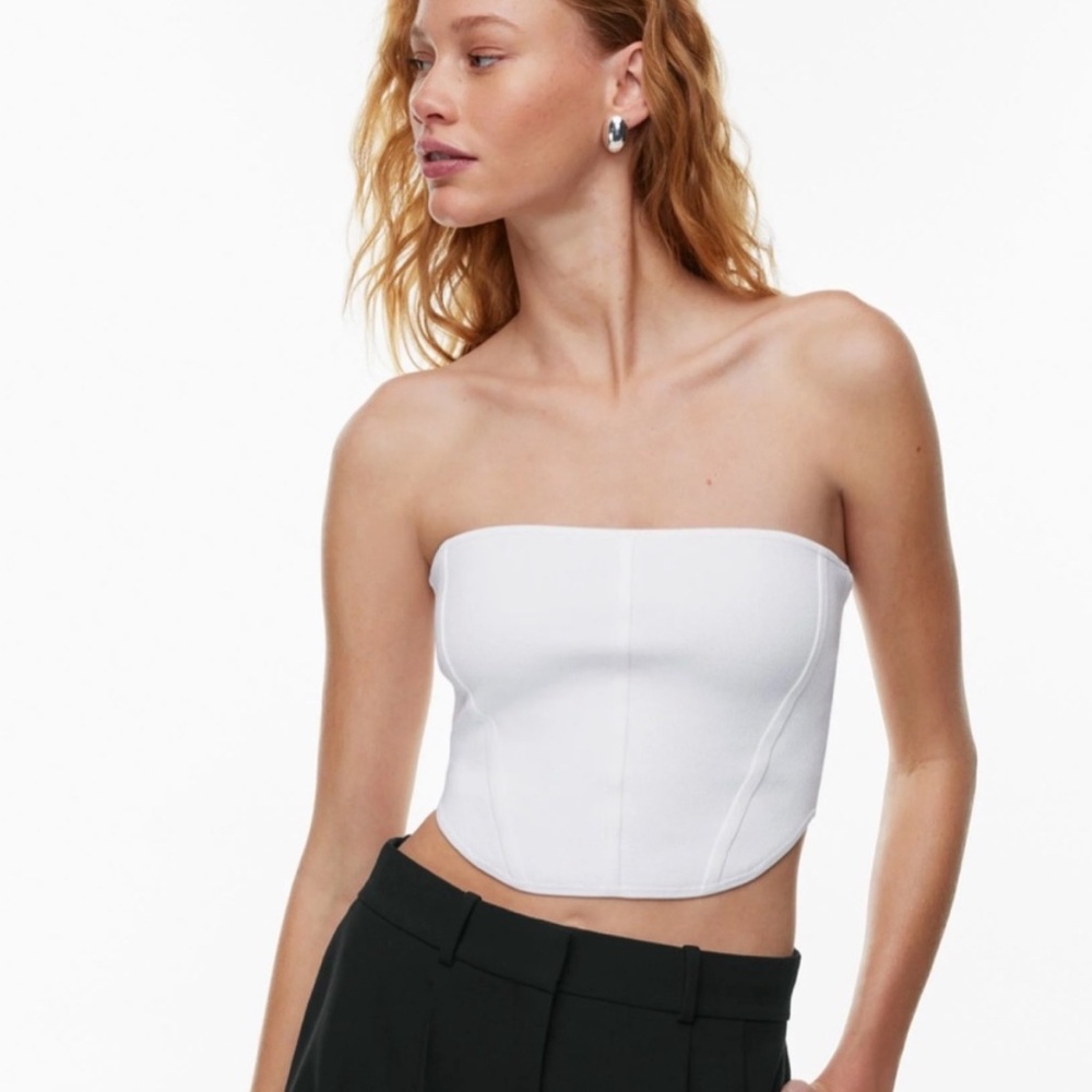 ARITZIA BABATON Sculpt Knit Bustier Tube Top in White